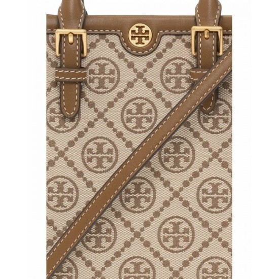Tory Burch Women Mini T Monogram Tote Khaki